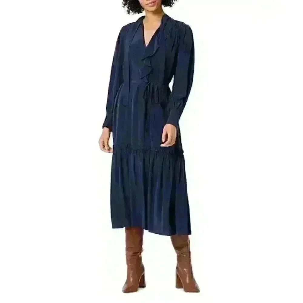 NEW Joie Women's XS Roussel Silk Midi Dress NWT $448 - Picture 1 of 3